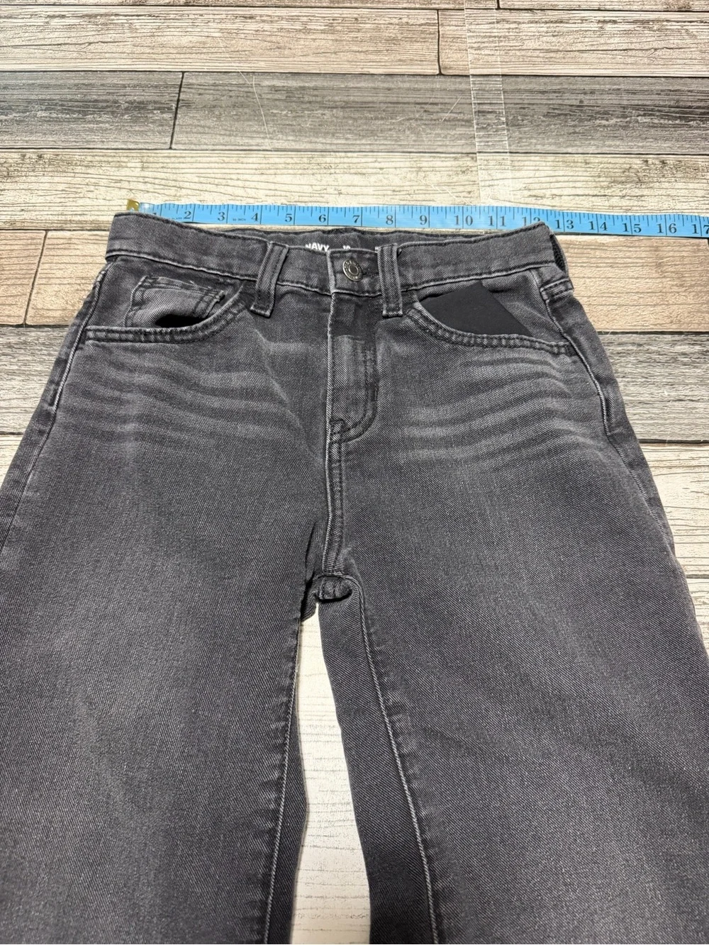 Old Navy High-Rise Baggy Wide-Leg Jeans Girls Size 10 Gray Black (Inseam 22)